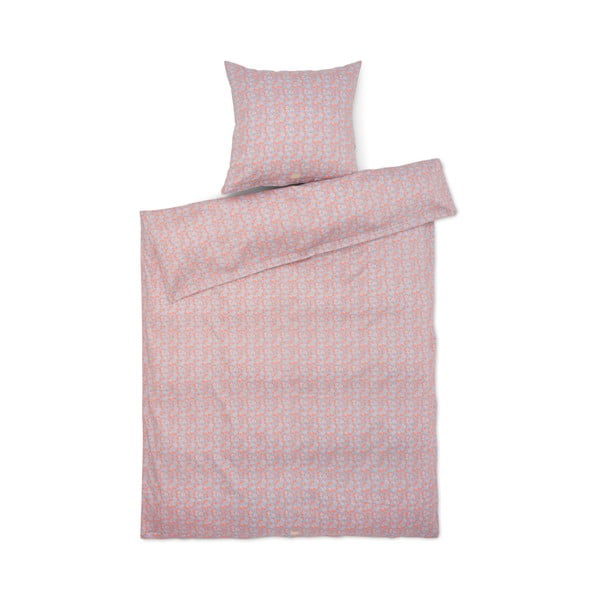 Biancheria da letto singola in cotone sateen azzurro-rosa 140x200 cm Pleasantly - JUNA