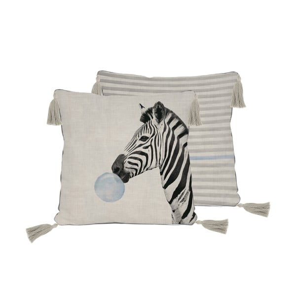 Cuscino grigio con lino Zebra, 45 x 45 cm - Little Nice Things