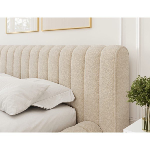 Letto matrimoniale imbottito beige con contenitore e rete inclusi 160x200 cm Carilla – ELTAP-image-4