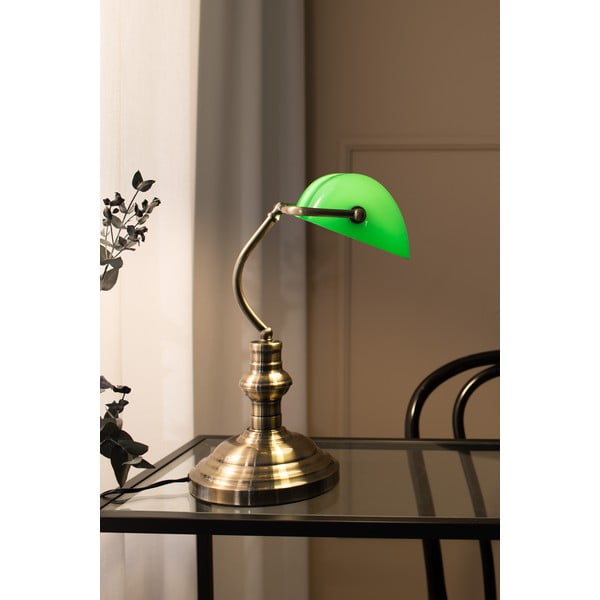 Lampada da tavolo in verde e ottone Bankers, altezza 42 cm - Markslöjd-image-2