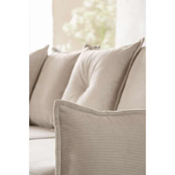 Divano letto angolare in velluto a coste beige (angolo sinistro/"U") Lazy Lukka - Miuform-image-1