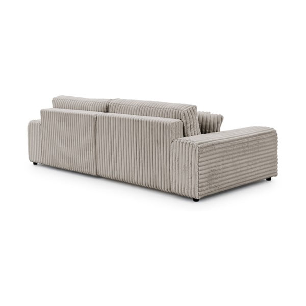 Divano angolare con penisola a destra grigio chiaro e rivestimento in velluto a coste allungabile e con contenitore Sarina – Ropez-image-3