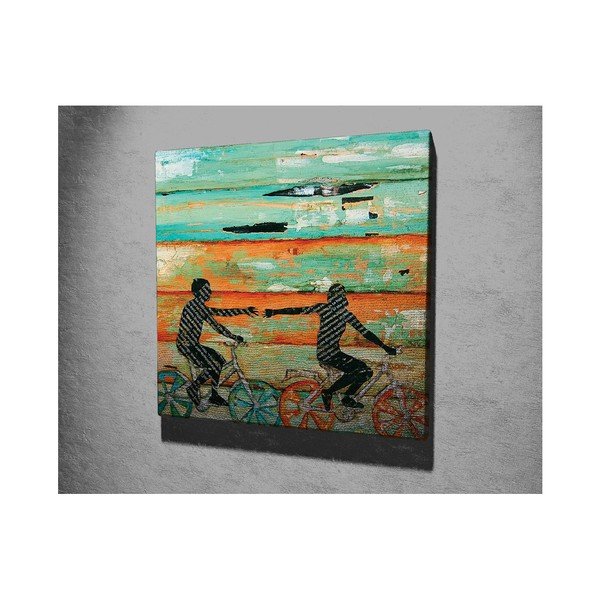 Pittura murale su tela Viaggio in bicicletta, 45 x 45 cm - Wallity-image-2