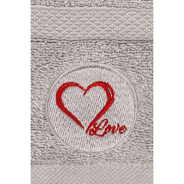 Set di asciugamani per viso e corpo tipo terry grigi in cotone 2 pz Love – Foutastic-image-1