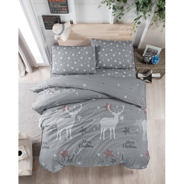 Biancheria da letto matrimoniale in cotone grigio Renforcé 200x200 cm Merry - Mijolnir