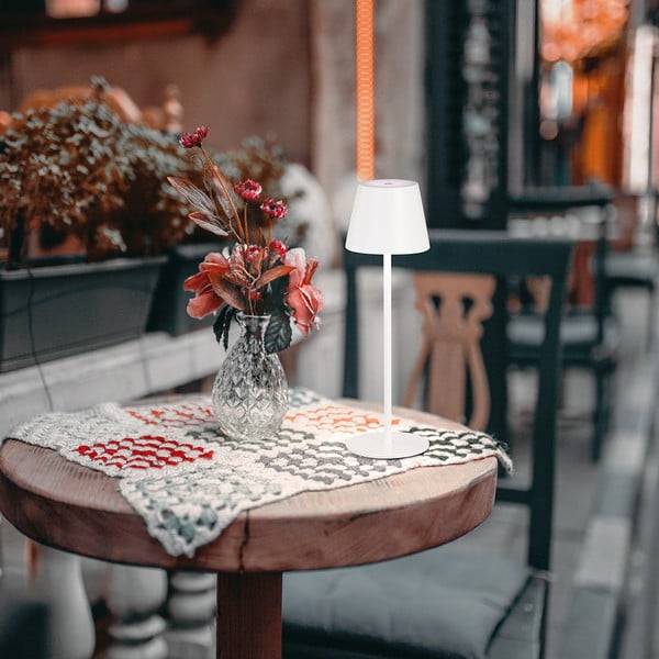 Lampada da tavolo a LED bianca con paralume in metallo (altezza 36,5 cm) Viletto - Fischer & Honsel-image-2