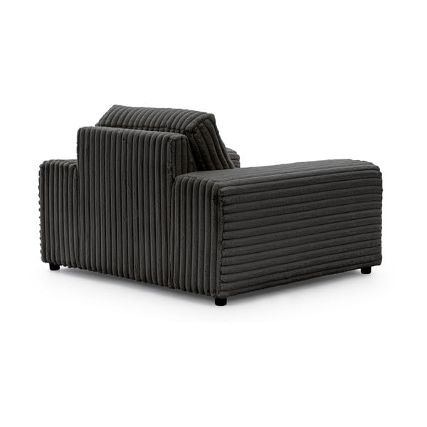 Poltrona grigio scuro con rivestimento in velluto a coste Justin – Ropez-image-3