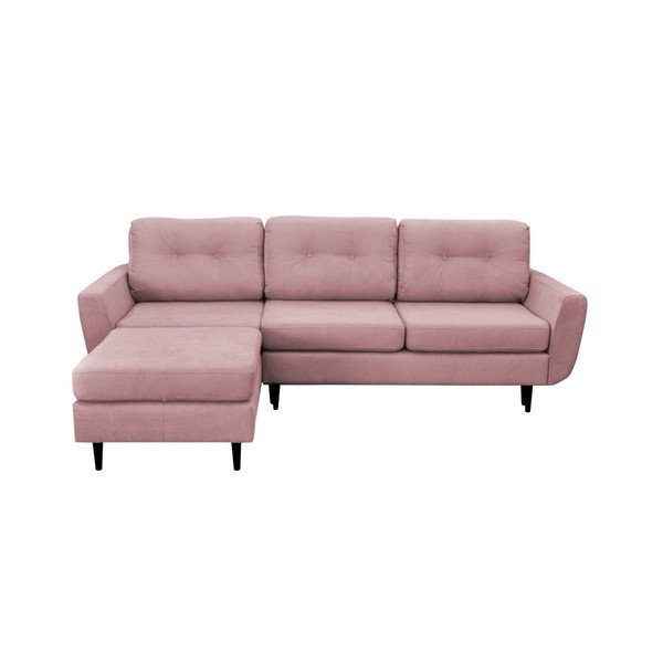 Divano letto rosa chiaro con gambe nere Hortensia, angolo sinistro - Mazzini Sofas