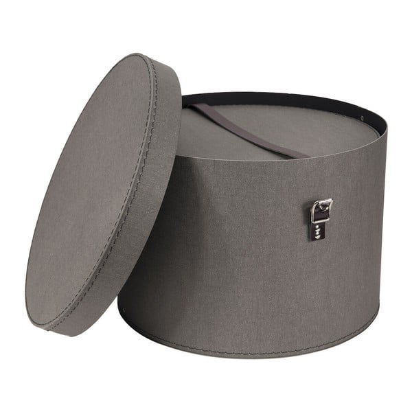 Scatole in set con coperchio grigie in cartone 2 pz ø 37,5x25,5 cm Rut Canvas Paper Laminate – Bigso-image-2