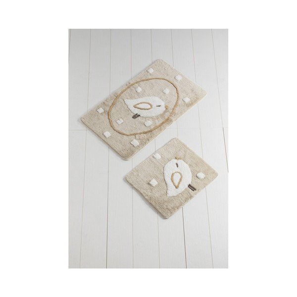 Set di 2 tappetini da bagno beige Birdie - Foutastic