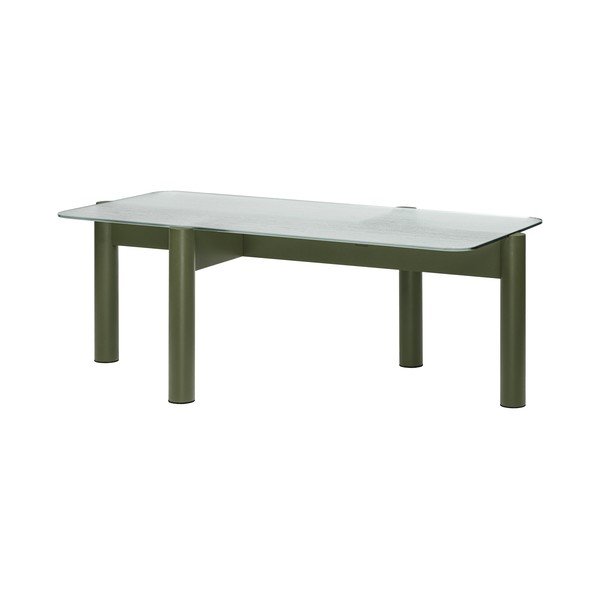 Tavolino da salotto verde con piano in vetro 55x105 cm Kob – noo.ma