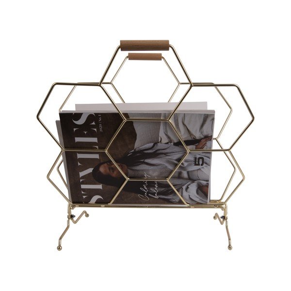 Portariviste in metallo color oro Honeycomb - PT LIVING-image-2