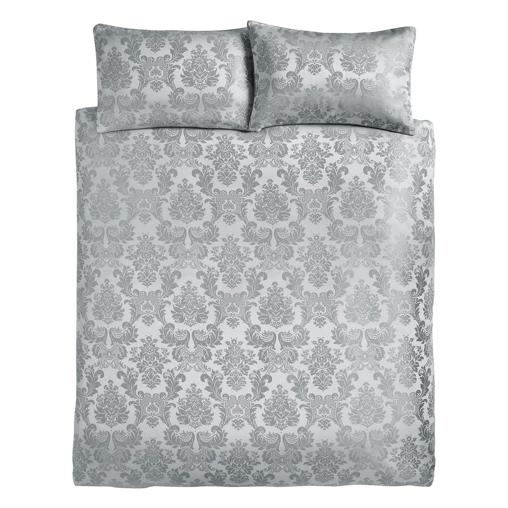 Set copripiumino e federa grigio in tessuto damascato per letto matrimoniale e per letto esteso 230x220 cm Damask Jacquard – Catherine Lansfield