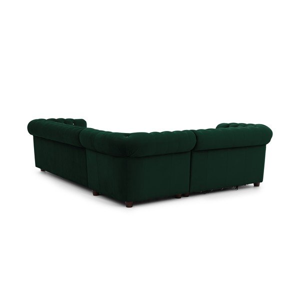 Divano angolare verde allungabile (con penisola a sinistra/a L) con rivestimento in velluto York Blik – Ropez-image-3