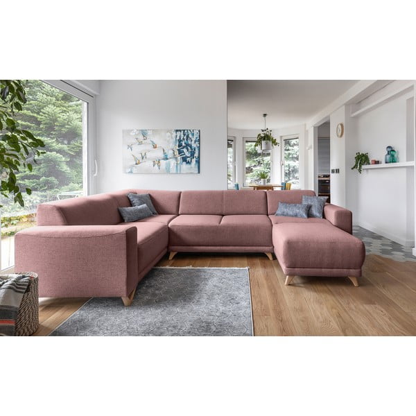 Divano angolare rosa allungabile e con contenitore (penisola a sinistra/a U) Classy Sophie – Miuform-image-1