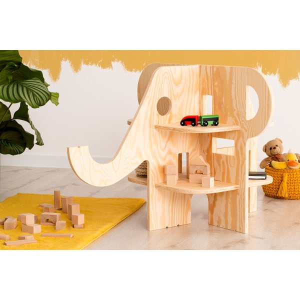 Libreria per bambini in pino decorato in colore naturale 90x60 cm Elephant - Adeko