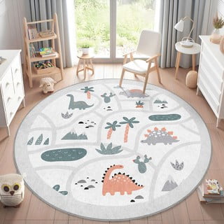 Tappeto da gioco per bambini in grigio chiaro lavabile ø100 cm Dino Park – Mila Home