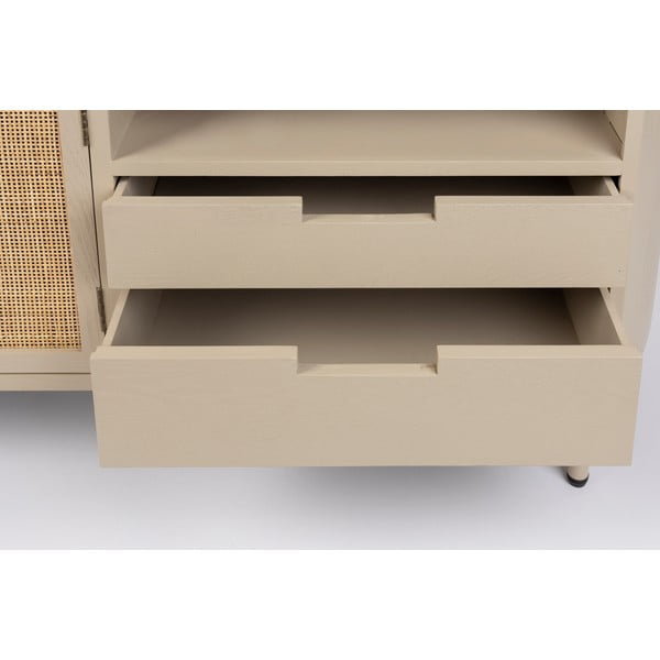 Tavolo TV in rattan crema 150x55 cm Amaya - White Label-image-3