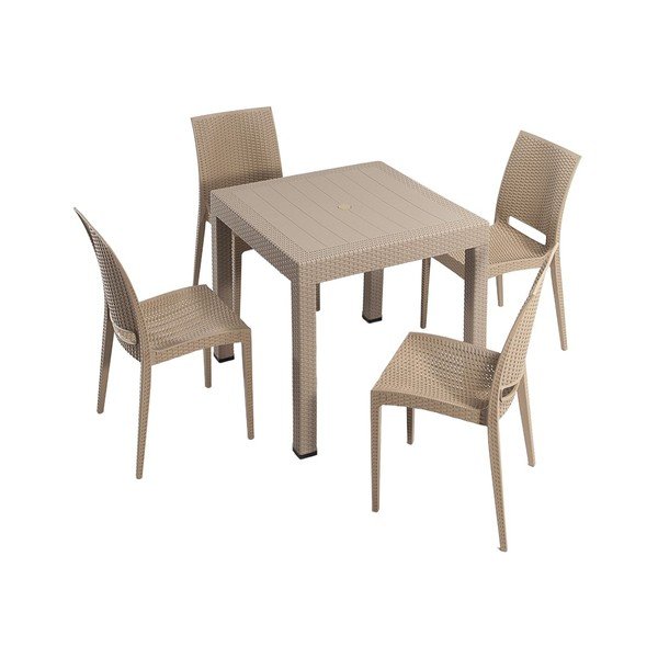 Set da pranzo da giardino in rattan beige per 4 persone Rattan - Floriane Garden