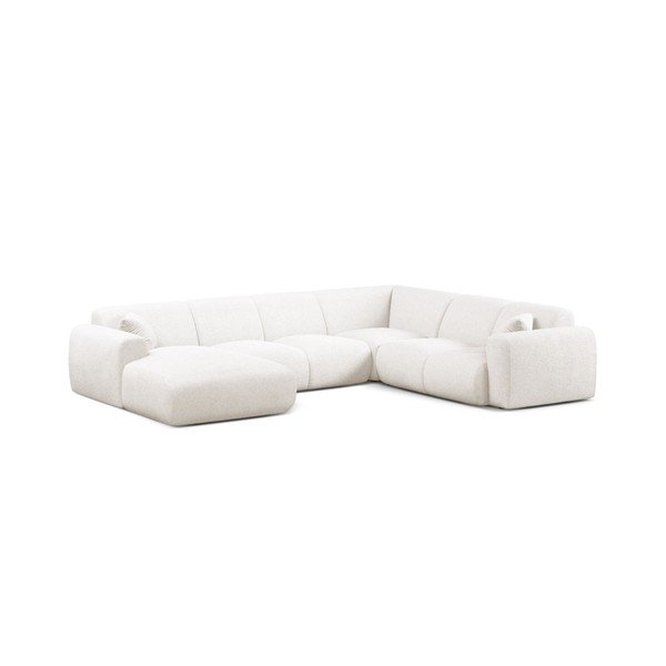 Divano angolare bianco (a U) con rivestimento in bouclé Molino – Micadoni 
