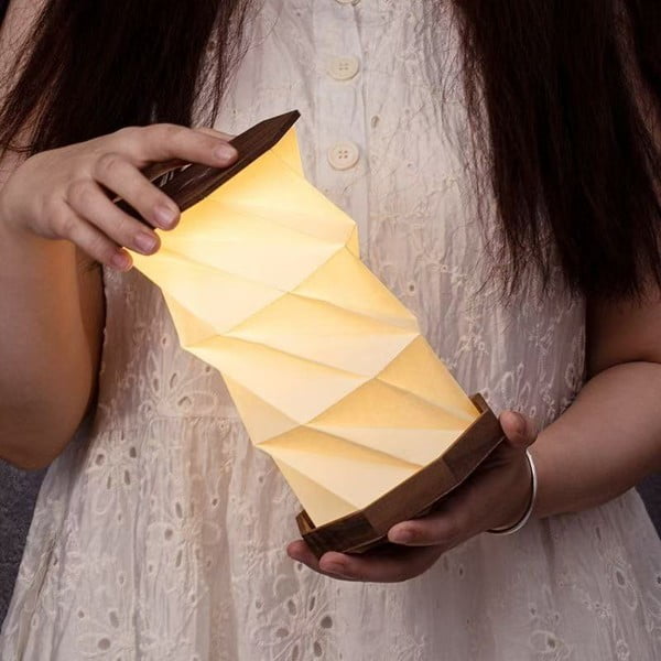 Decorazione luminosa colore naturale scuro con ricarica USB ø 12 cm Twist Hexagon – Gingko-image-3