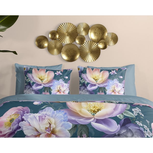 Set copripiumino e federa blu in raso di cotone per letto matrimoniale/per letto esteso 200x220 cm Mirery – Descanso-image-2