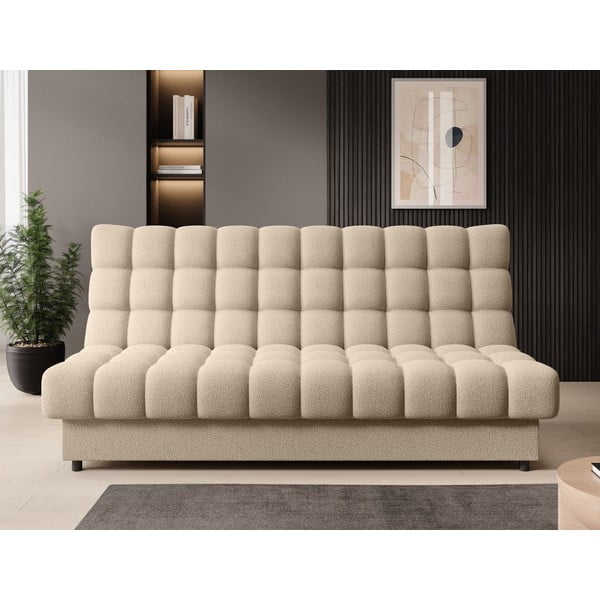 Divano beige allungabile/con contenitore e rivestimento in bouclé 197 cm Clareta – ELTAP-image-1