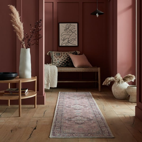 Passatoia lavabile rosso chiaro con fibra riciclata 60x230 cm Windsor - Flair Rugs-image-1
