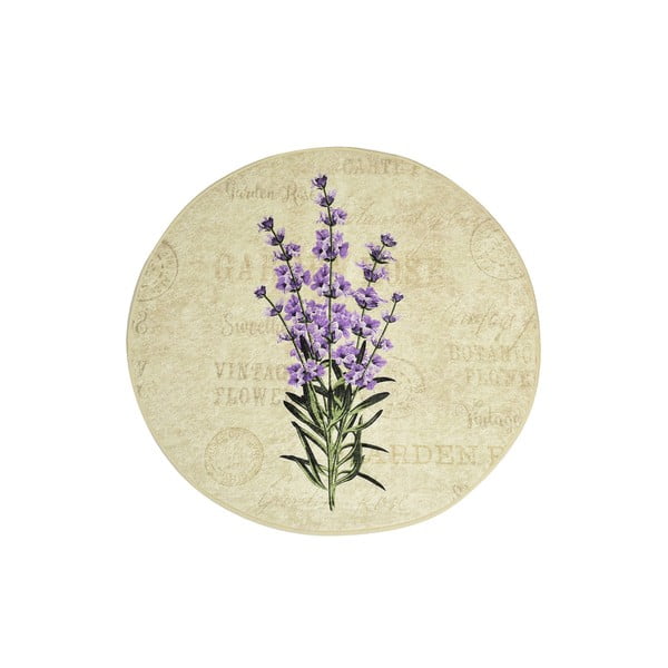 Tappeto da bagno con fiori viola Violet Circle, ø 100 cm - Foutastic