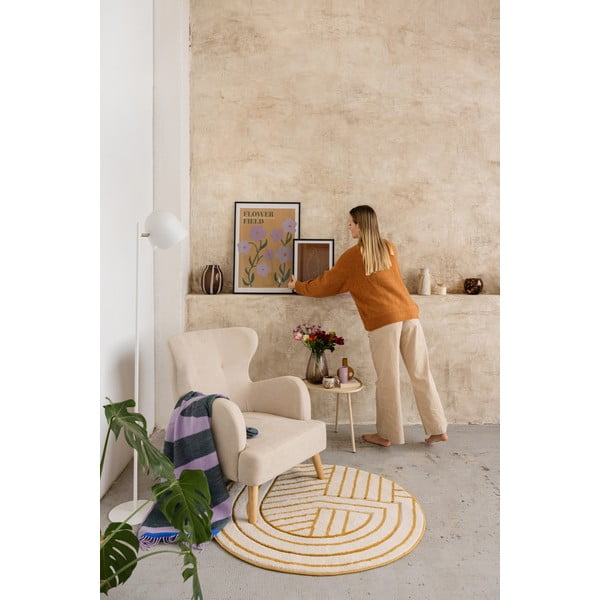 Tappeto bianco e giallo , ø 110 cm Luisa - Nattiot-image-2