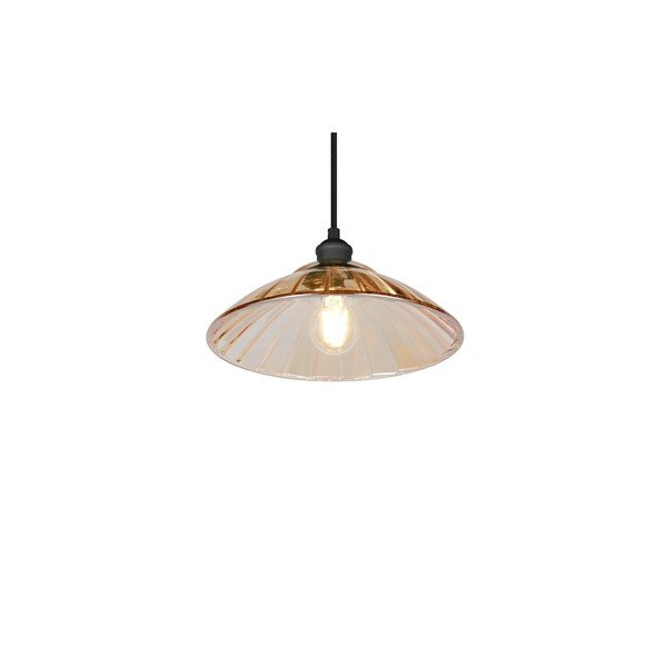 Lampadario nero/color ambra in metallo con paralume in vetro ø 29,5 cm Eluna – Reality-image-2