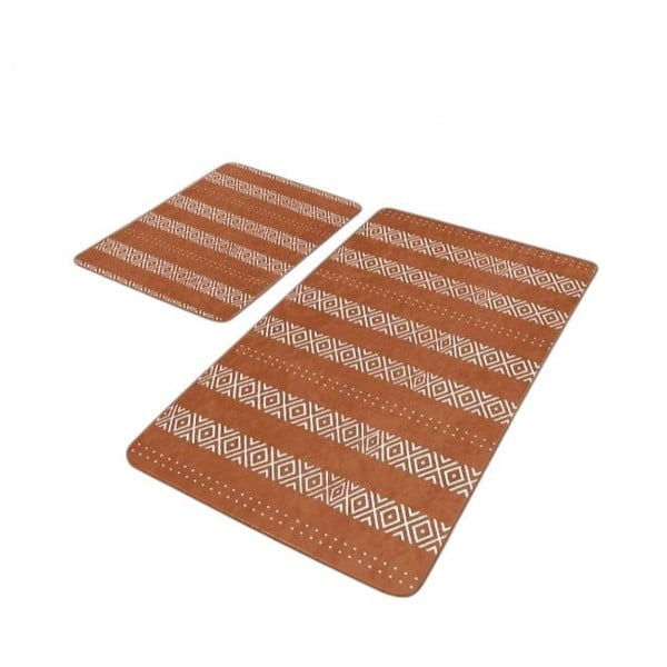 Set di tappetini per il bagno marroni in velluto 2 pz 60x100 cm – Mila Home