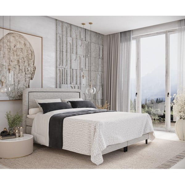 Letto boxspring grigio chiaro 140x200 cm Dove - Maison de Rêve-image-1