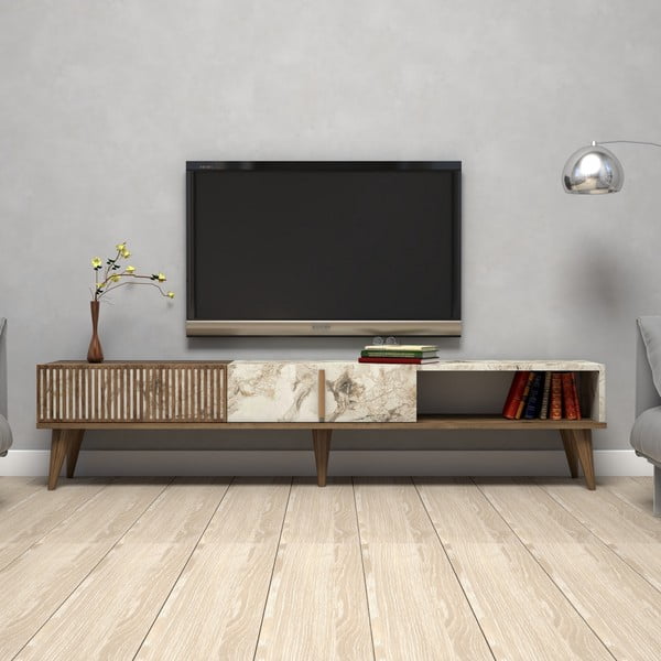 Mobile TV colore naturale in marmo 180x40 cm Milan - Kalune Design-image-1
