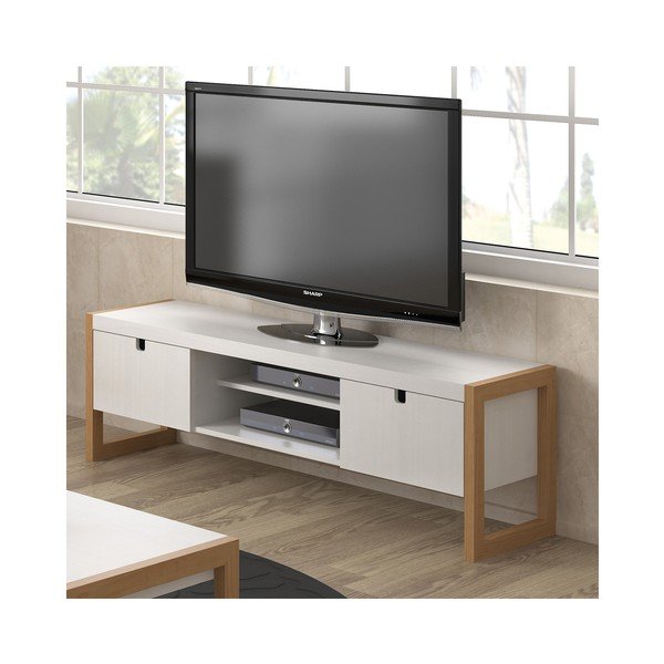 Tavolo TV bianco Quadrato, 140 x 45 cm - Marckeric-image-3