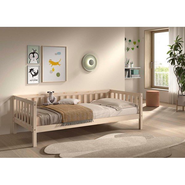 Letto da bambini di colore naturale in pino massiccio con rete inclusa 90x200 cm Dallas – Vipack-image-3