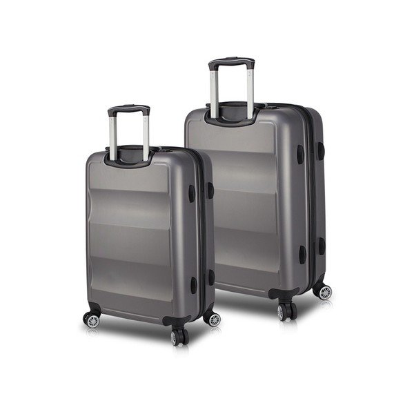 Set di 2 valigie da viaggio grigie su ruote con porte USB My Valice LASSO Cabin & Medium - Myvalice