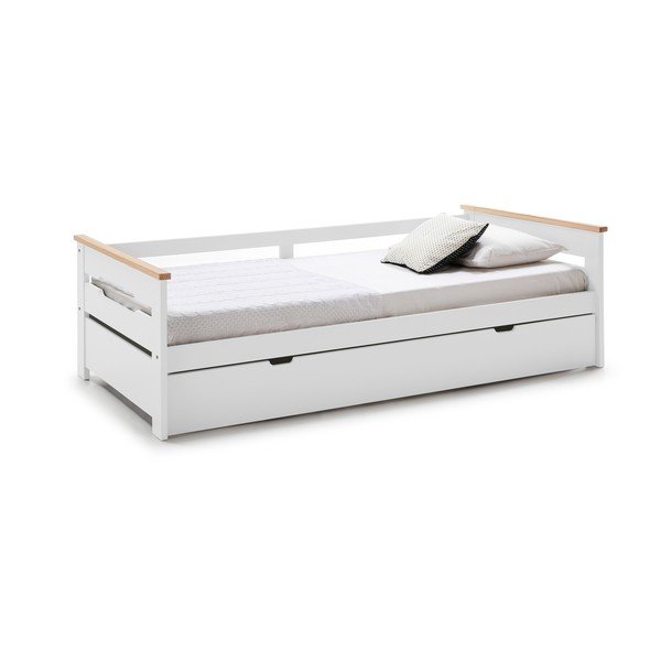 Letto per bambini in legno di pino bianco con letto estraibile 90x190 cm Elisa - Marckeric-image-4