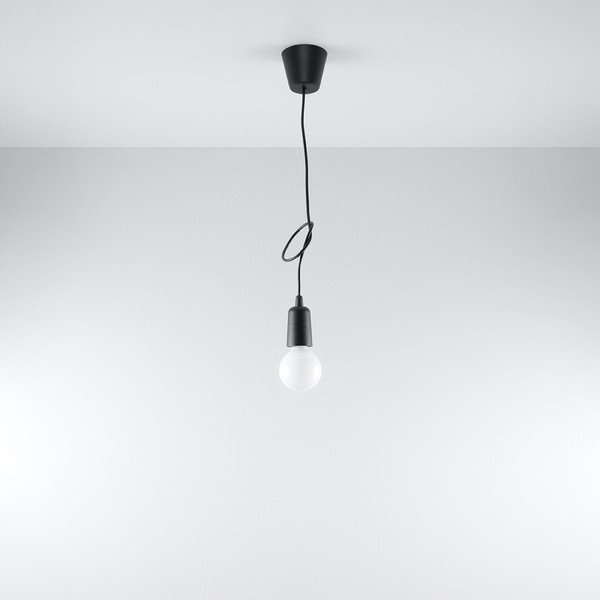Lampada a sospensione nera 9x9 cm Rene - Sollux-image-3