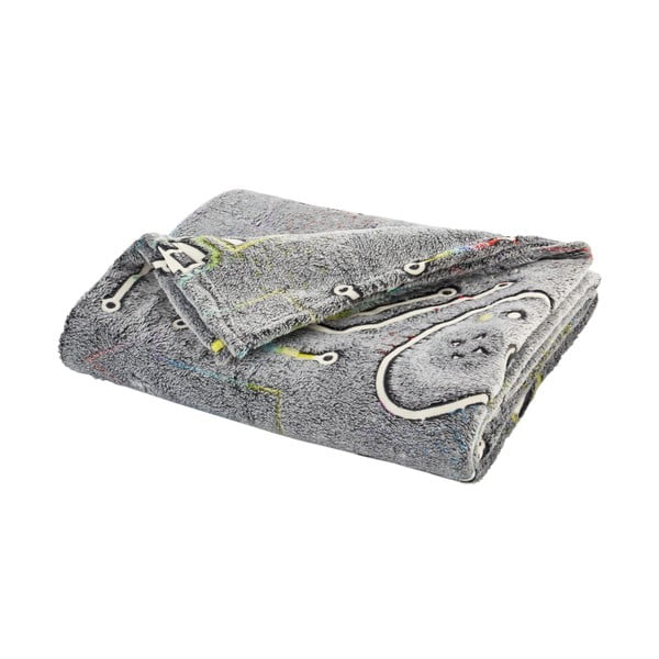 Coperta grigia per neonati con effetto luminoso in micropile 130x170 cm Game Over - Catherine Lansfield-image-2