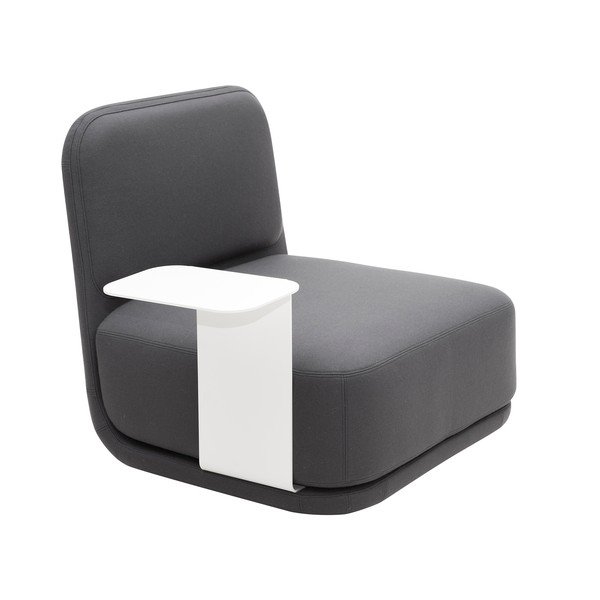 Poltrona grigio scuro con tavolo in metallo bianco Medium + Side Table Standby - Softline-image-2