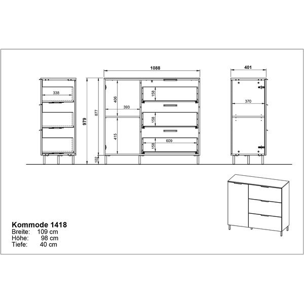 Cassettiera bassa verde chiaro 109x98 cm Kenora - Germania-image-4