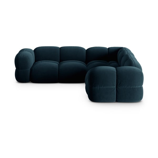 Divano angolare blu scuro con rivestimento in velluto Loretto – Cosmopolitan Design