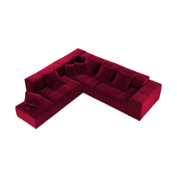 Divano angolare in velluto rosso (variabile) Rome Velvet - Cosmopolitan Design-image-2