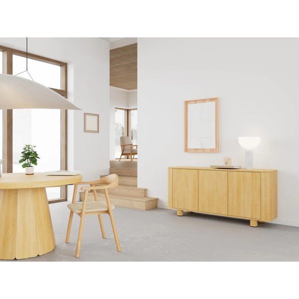 Tavolo da pranzo rotondo con piano effetto rovere allungabile con estensione ø 120 cm Atmore – Actona-image-2