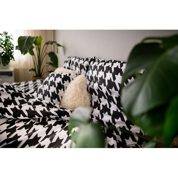 Biancheria da letto singola in cotone bianco e nero Dita, 140 x 200 cm Trek - Cotton House-image-2