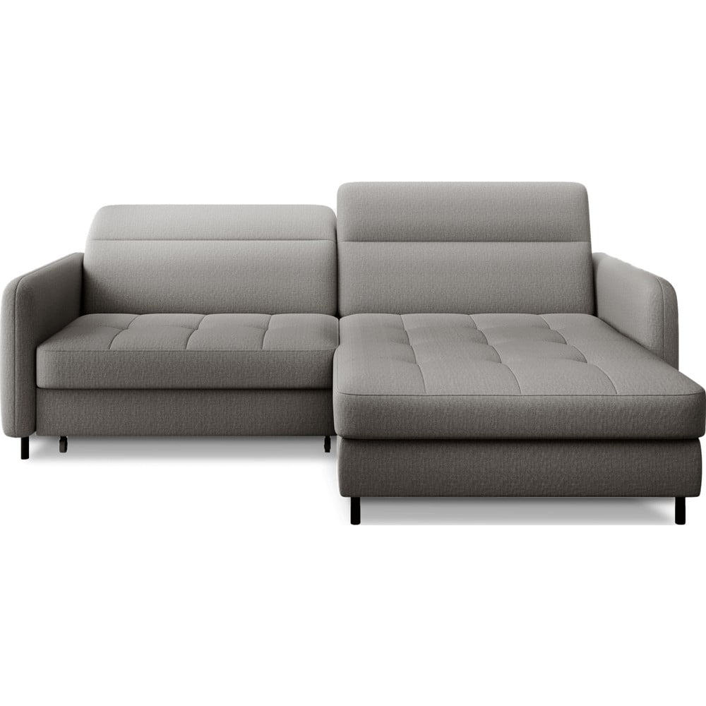 Divano angolare grigio allungabile/con contenitore (con penisola a destra/con chaise lounge) e rivestimento in velluto Gomsi – ELTAP | Divani ad angolo