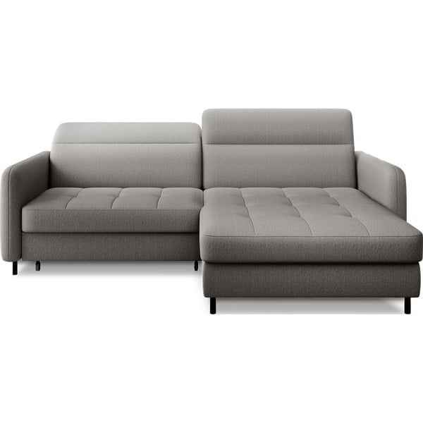 Divano angolare grigio allungabile/con contenitore (con penisola a destra/con chaise lounge) e rivestimento in velluto Gomsi – ELTAP