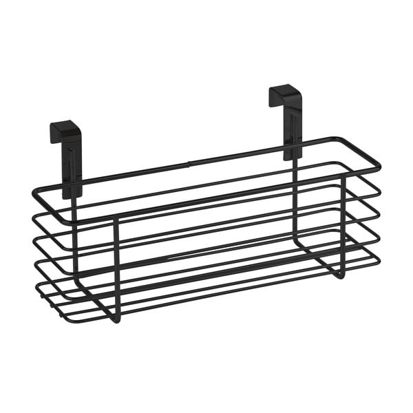 Cestino nero in metallo da appendere alla porta della cucina Slim, 24 x 10 cm - Wenko