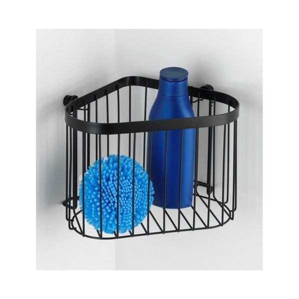 Cestino angolare nero da parete Classic Plus - Wenko-image-3